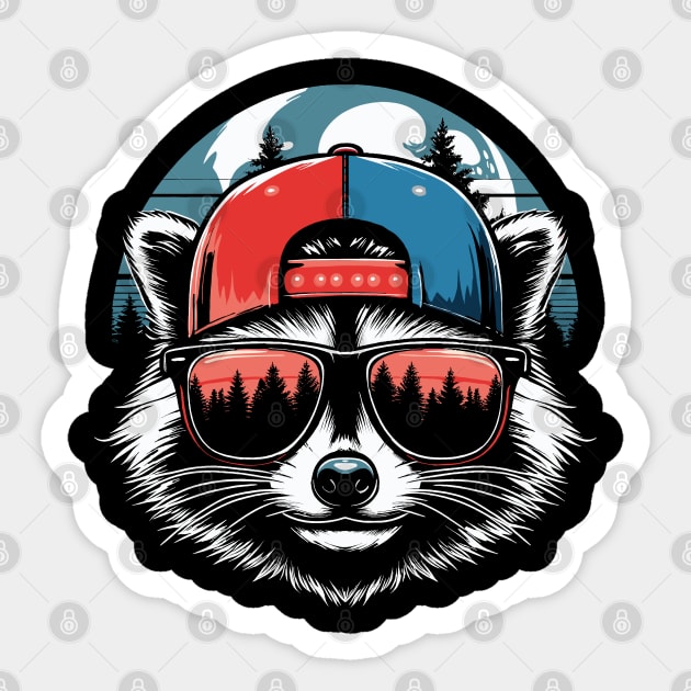 Raccoon Lovers Funny Raccoon Cap Adventure Lovers Sticker by JessArty